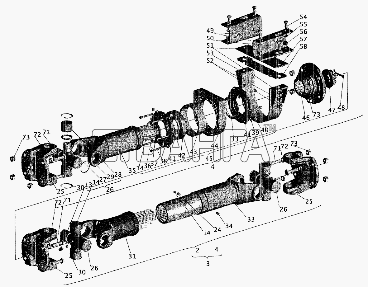 МАЗ МАЗ-6303 (2005) Схема Карданные передачи-60 banga.ua